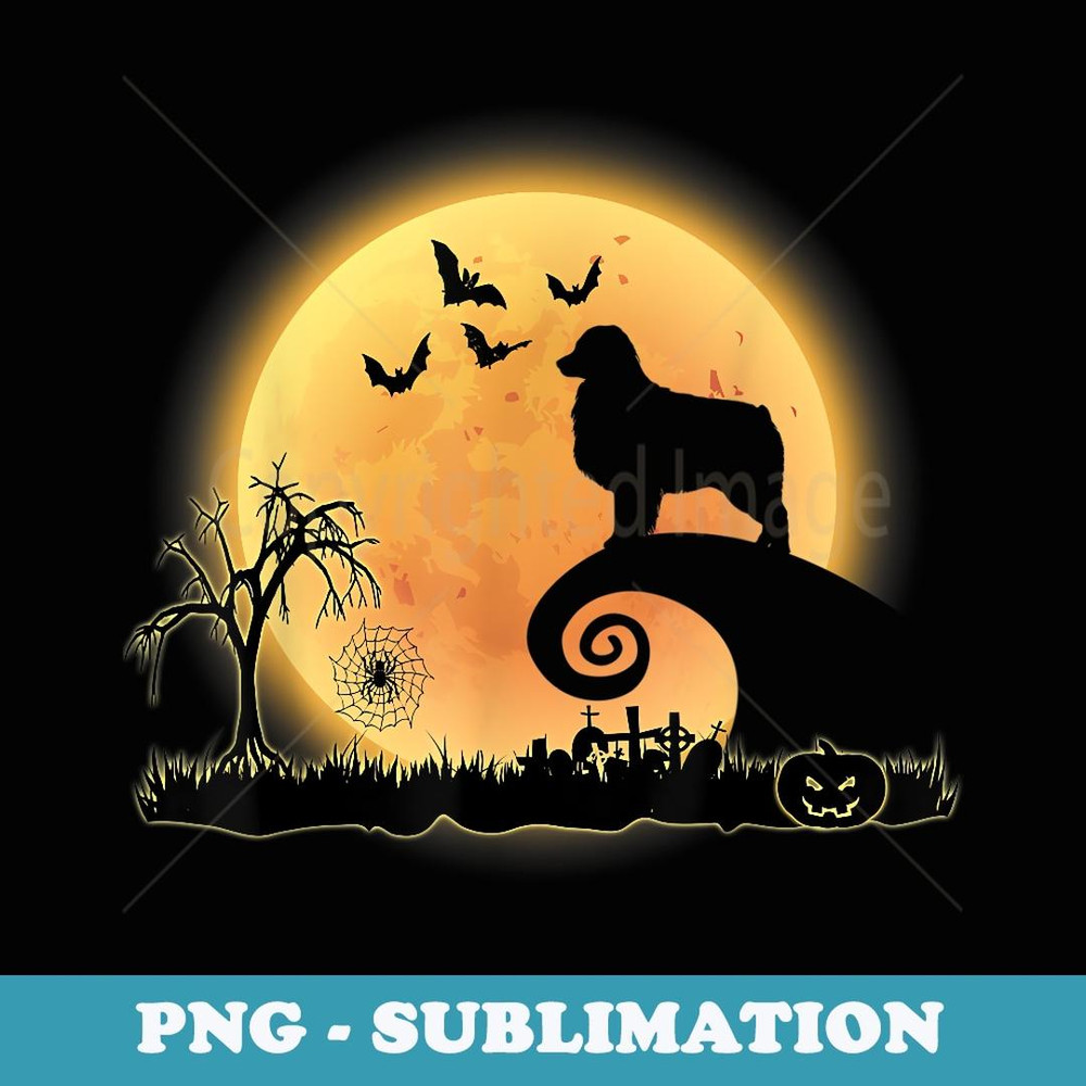 Australian Shepherd Dog And Moon Funny Halloween Costume - Instant Sublimation Digital Download
