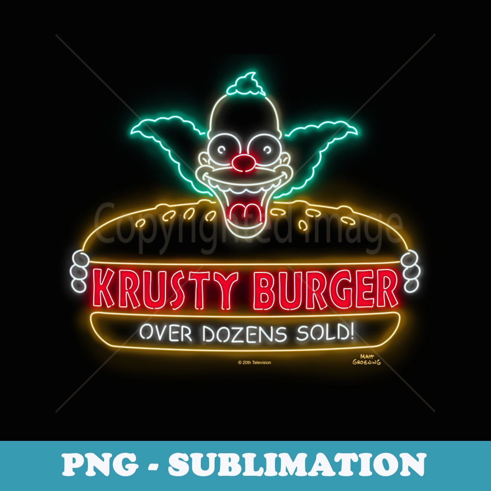 The Simpsons Krusty Burger Over Dozens Sold Neon Sign - Decorative Sublimation PNG File