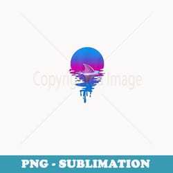 vintage retro sunset shark fin - creative sublimation png download
