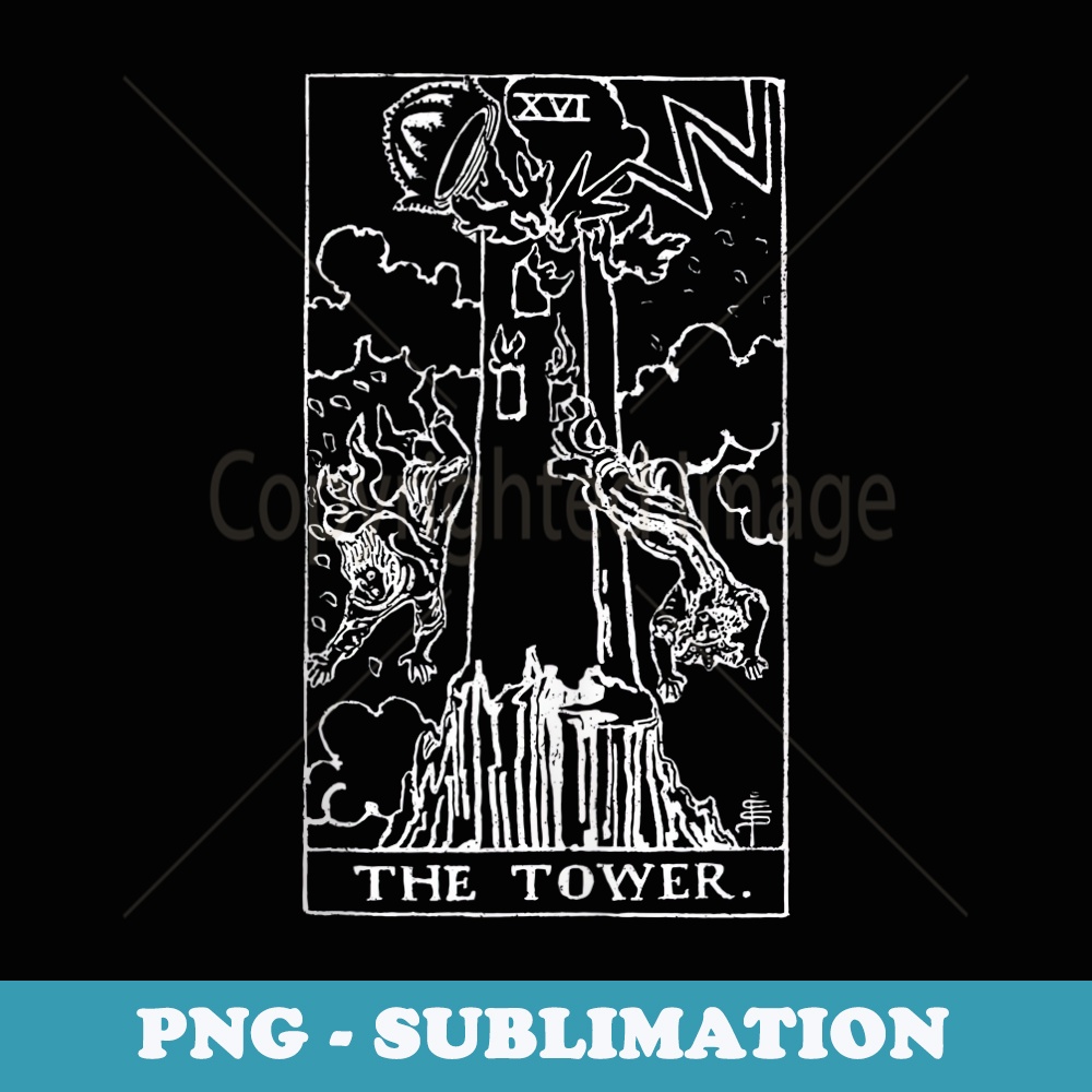 The Tower Vintage Tarot Card - Cartomancy & Divination - Artistic Sublimation Digital File