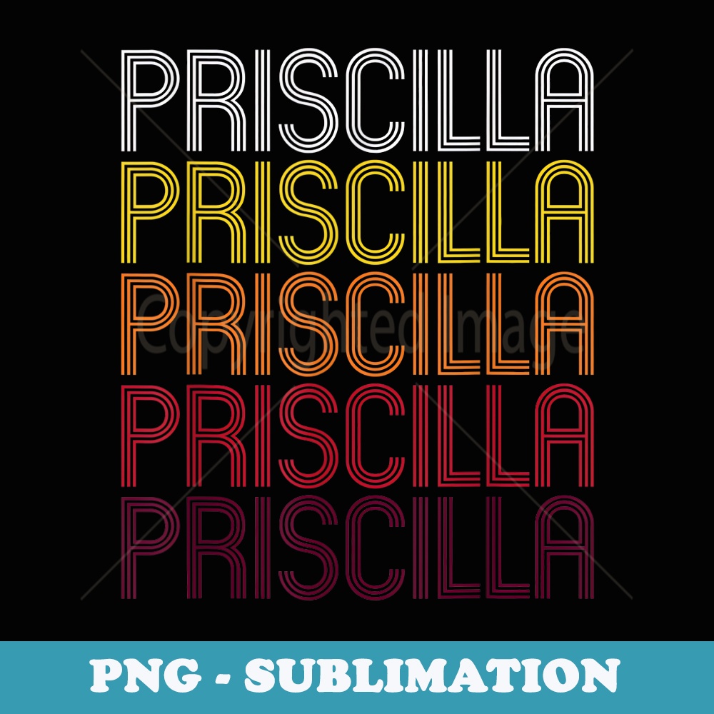 Priscilla Retro Wordmark Pattern - Vintage Style - Artistic Sublimation Digital File