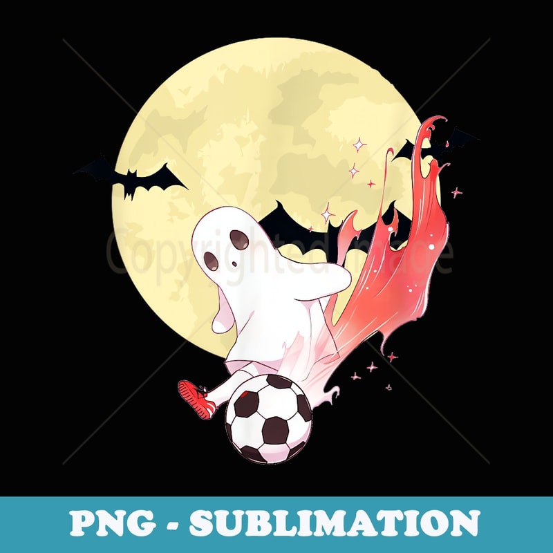 Ghost Playing Soccer Halloween Apparel Soccer Player - Instant PNG Sublimation Download