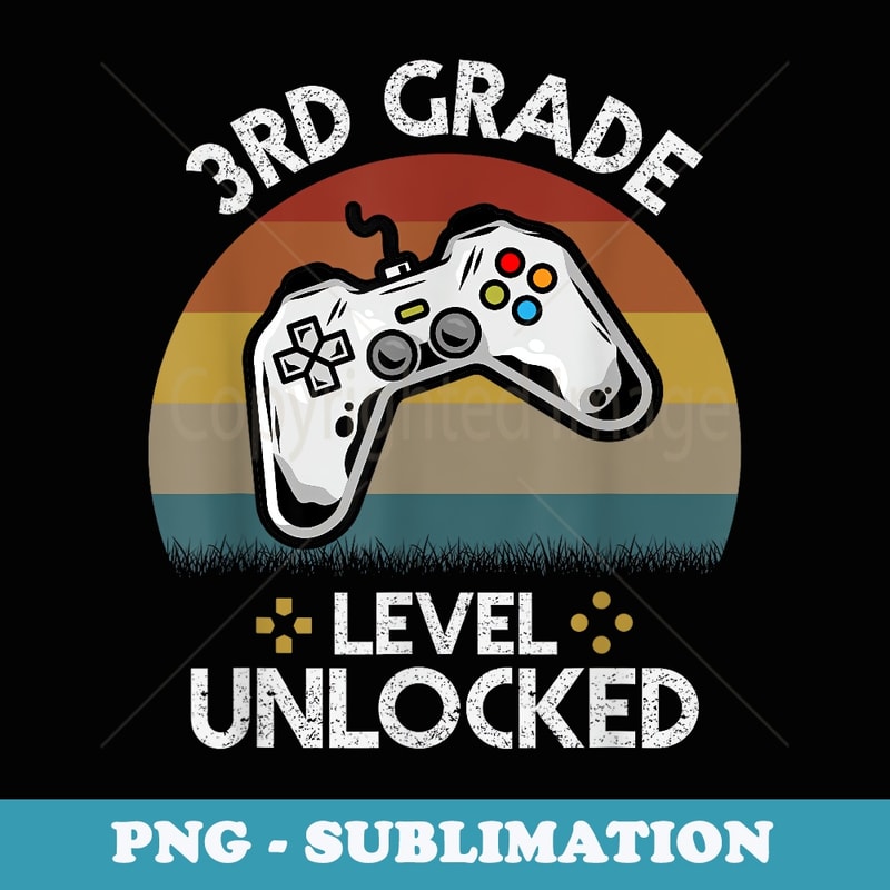 3rd Grade Level Unlocked Video Game Vintage Back To School - Signature Sublimation PNG File