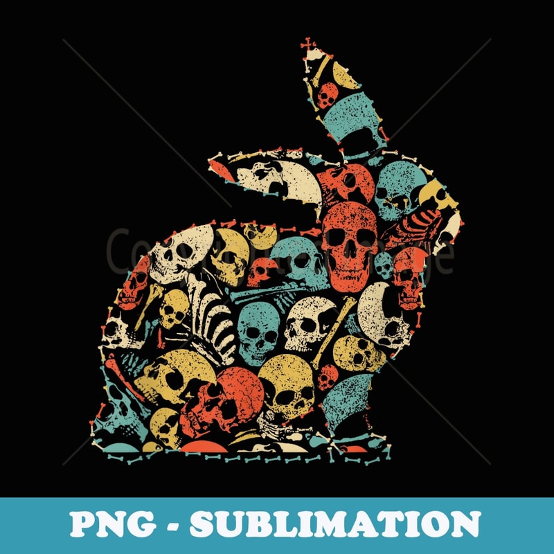 RABBIT Halloween Skeleton Skull Vintage Retro - PNG Sublimation Digital Download