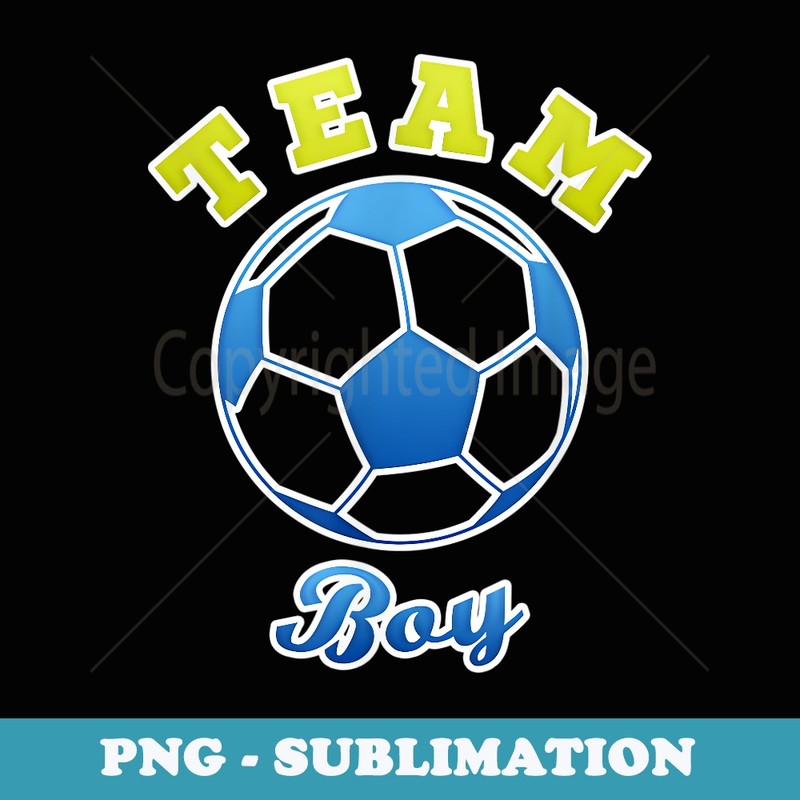 Mens Baby Gender Reveal Party Soccer Theme, Team Boy, Blue - Unique Sublimation PNG Download