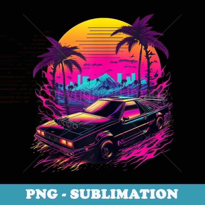Japanese Retro Futuristic Synthwave Car Racing JDM Tuning - Sublimation Digital Download