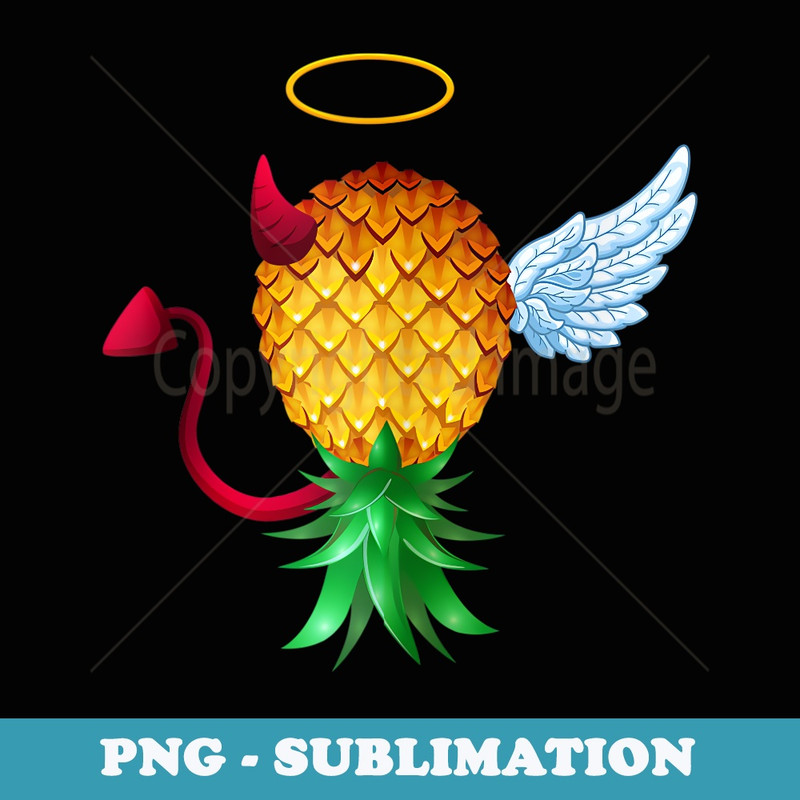 Swinger Upside Down Pineapple Half Devil Half Angel - PNG Sublimation Digital Download