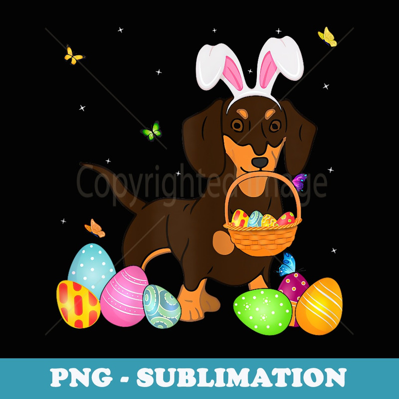 Dog Mom Cute Bunny Dachshund Eggs Easter Day - Exclusive PNG Sublimation Download