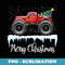 Merry Christmas Vintage Red Monster Truck Old Fashioned Xmas - Signature Sublimation PNG File