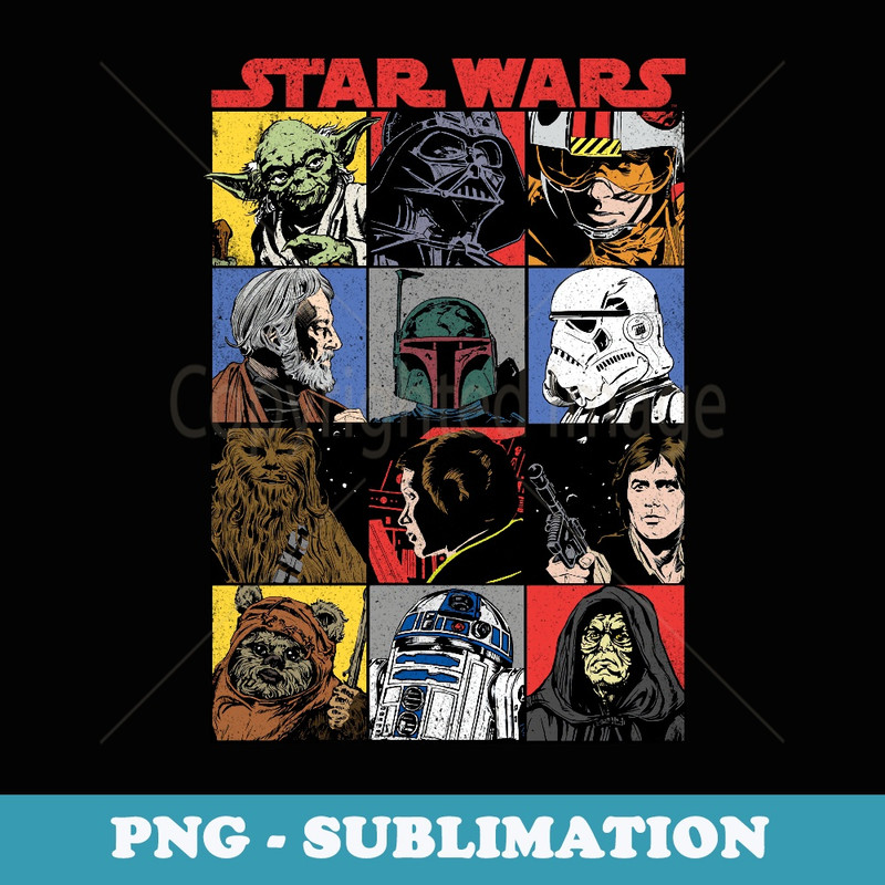 Star Wars Comic Strip Cartoon Group - PNG Transparent Sublimation Design