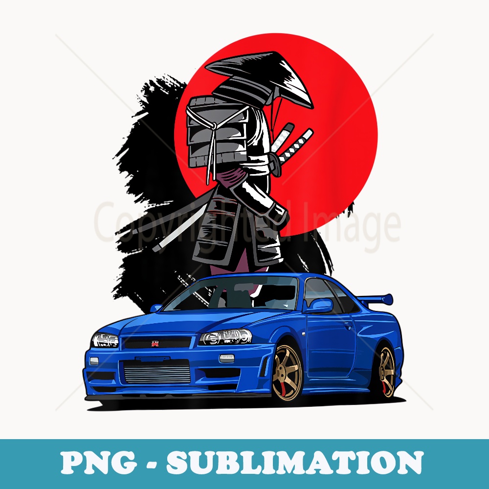 JDM Skyline R34 Car Tuning Japan Samurai Drift - High-Resolution PNG Sublimation File