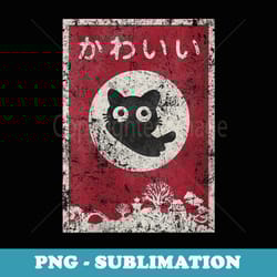 s kawaii cat japanese black anime cat t - premium sublimation digital download
