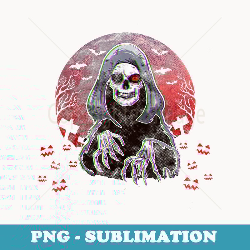 Grim Reaper Angel Of Death Halloween Horror Skull Bats - Signature Sublimation PNG File