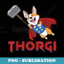 thorgi and the mighty muttnir corgi norse god parody - retro png sublimation digital download