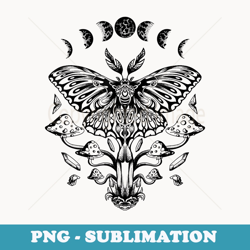 Moon Phases Moth Magic Mushrooms - Modern Sublimation PNG File