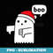 Funny Thumbs Down Ghost Screaming Boo in santa Claus red hat - Instant PNG Sublimation Download