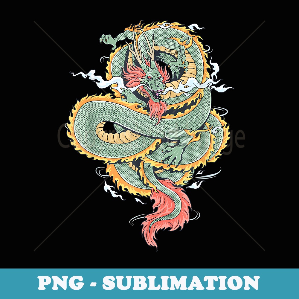 Japanese Green Dragon Asian for lovers Anime Japan dragons - Premium PNG Sublimation File