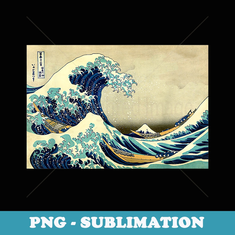 The Great Wave Katsushika Hokusai Famous Vintage Art Stylish - Decorative Sublimation PNG File
