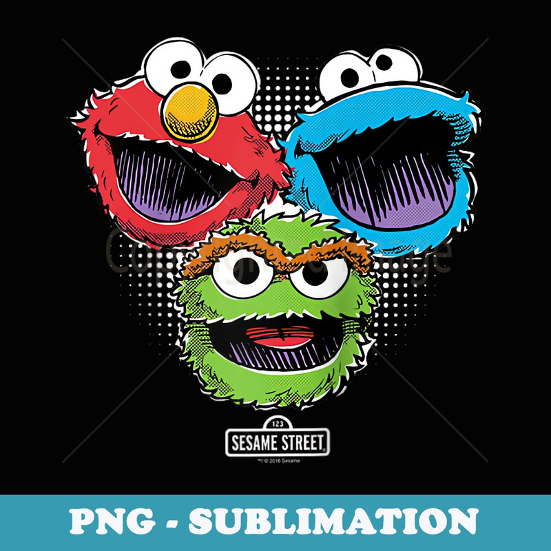 Sesame Street Halftone Heads Raglan Baseball - PNG Transparent Sublimation Design