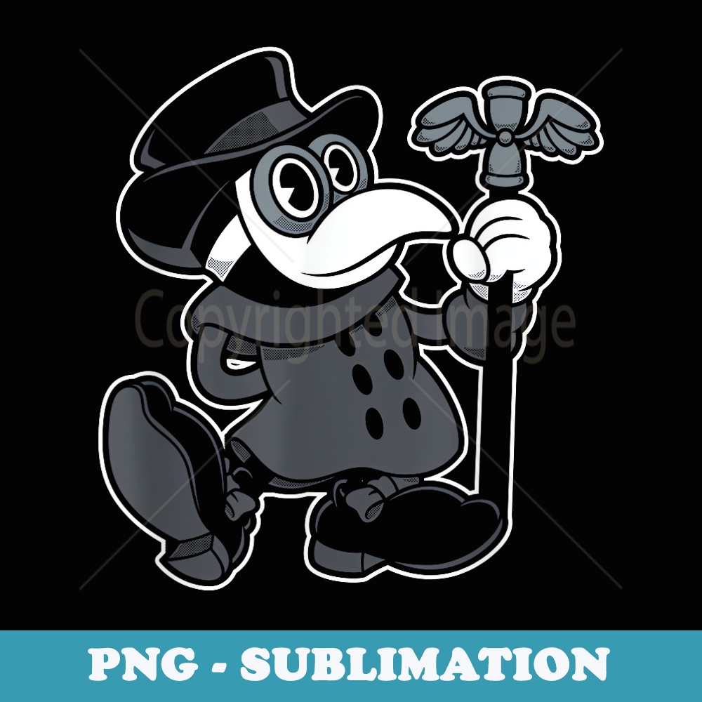 Vintage Cartoon Plague Doctor - Creepy Cute - Spooky Goth - Creative Sublimation PNG Download