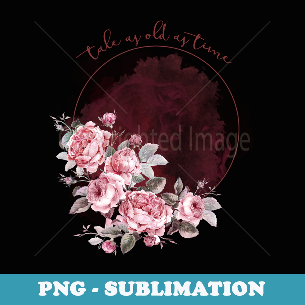 Disney Beauty And The Beast Belle & Beast Rose Circle Tale - Decorative Sublimation PNG File