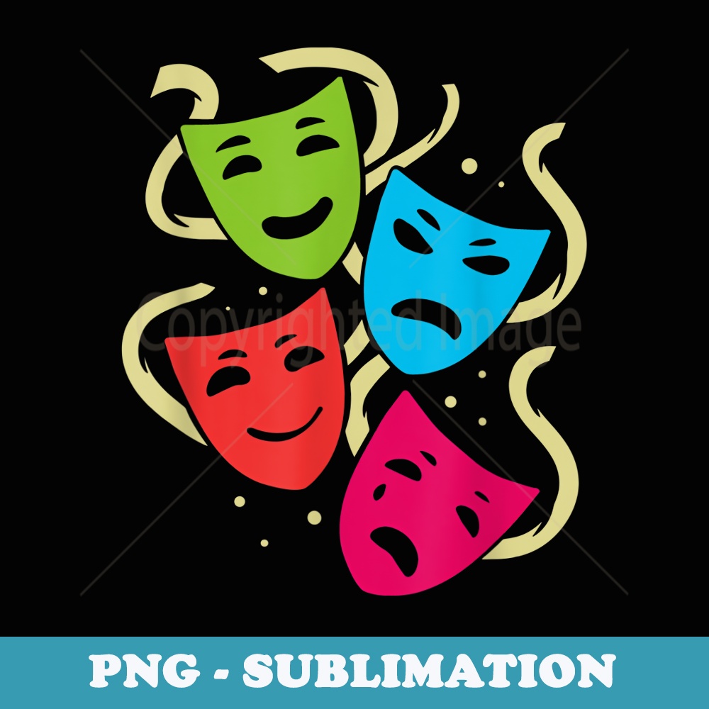 Theater drama film or mime Colorful thespian masks - Signature Sublimation PNG File