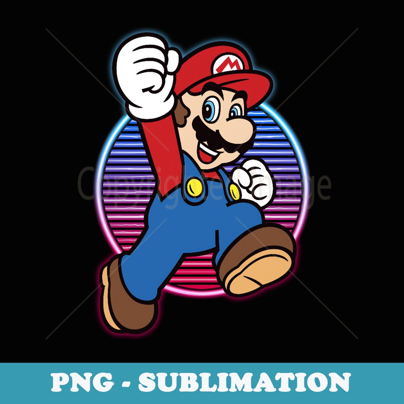 Nintendo Super Mario Neon Power Jump Hero - Premium PNG Sublimation File