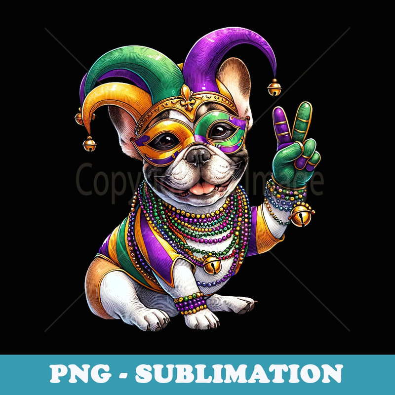Peace Sign Hand Dog Mens s Mardi Gras French Bulldog - Special Edition Sublimation PNG File