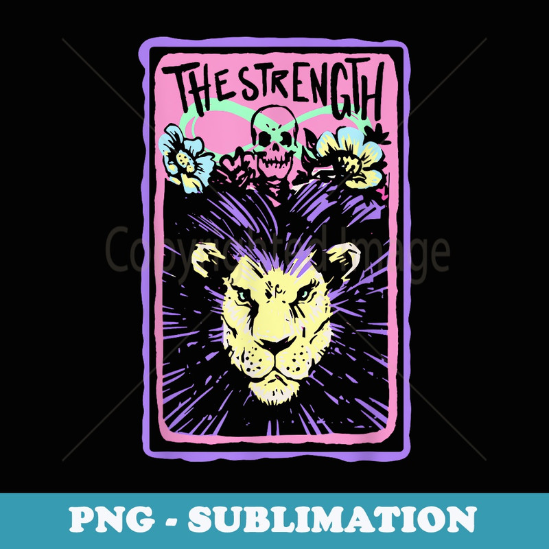 The Strength Tarot Card Occult Pastel Goth Lion Skeleton - Exclusive Sublimation Digital File