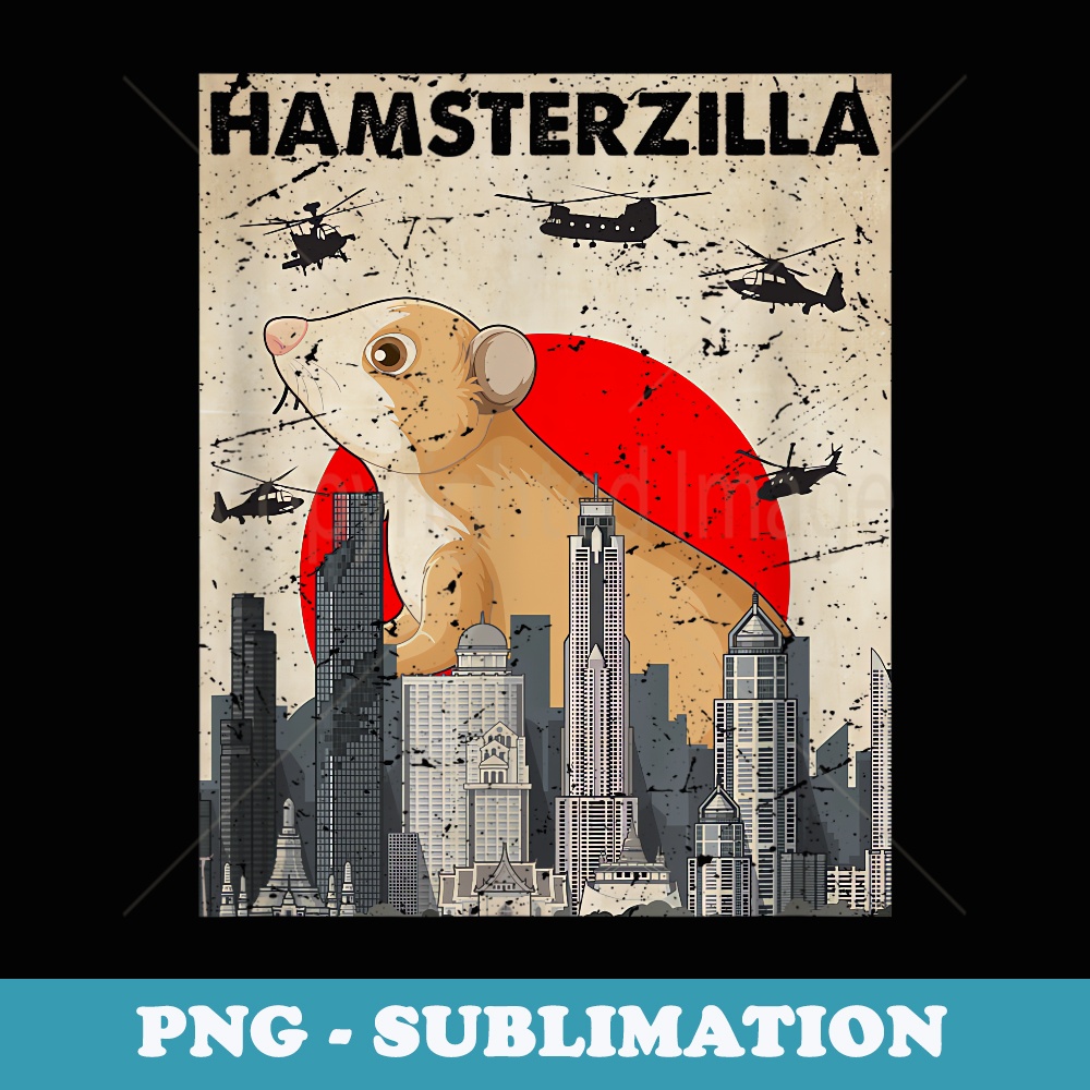 Funny Hamster Zilla Attack The City Hamster Lover s - Instant Sublimation Digital Download