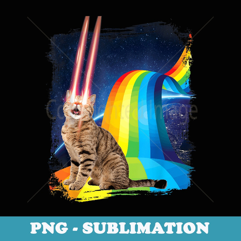 Laser Cat Rainbow , Sci-Fi Space, Geek by Zany Brainy - PNG Transparent Sublimation Design