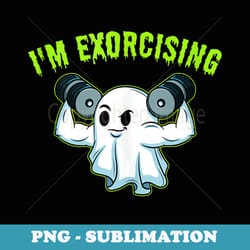 funny halloween gym workout ghost exercise spooky - premium png sublimation file