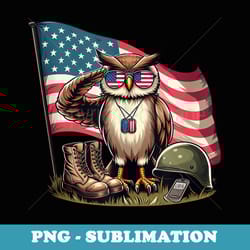 salute owl american usa flag memorial day 4th of july owl - exclusive png sublimation download
