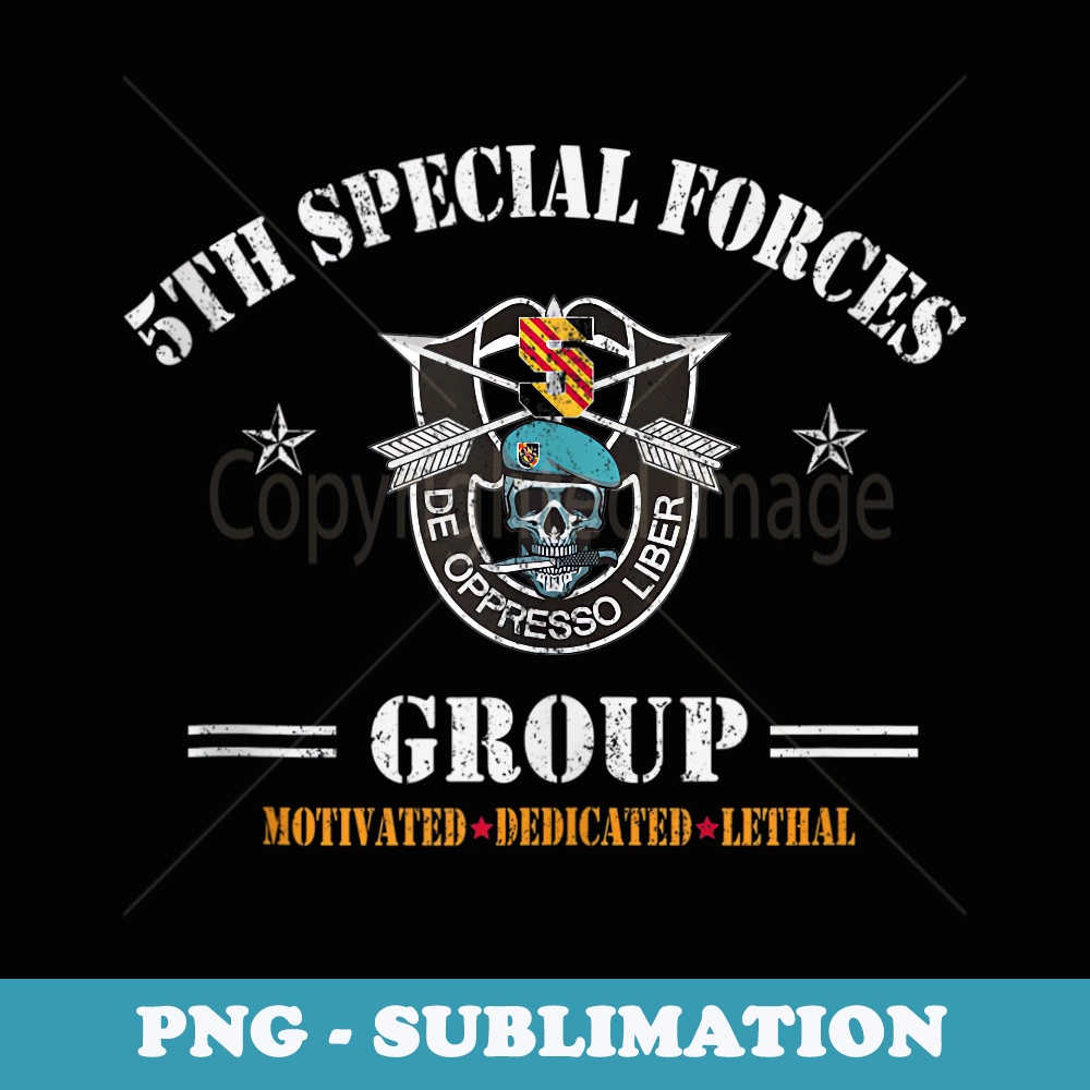 5th Special Forces Group (5th SFG) Veteran Motivated Lethal - PNG Transparent Sublimation Design