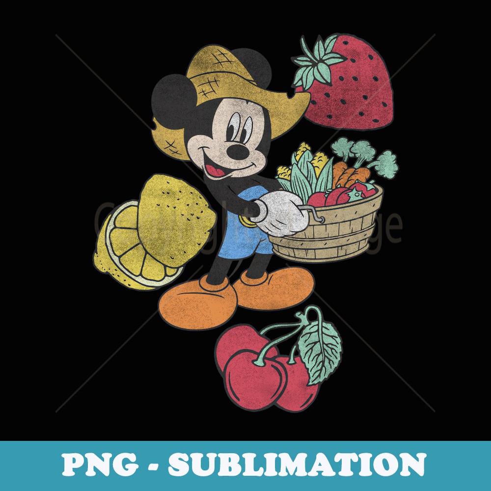 Disney Mickey Farming Fruits & Veggies Smiling - Elegant Sublimation PNG Download