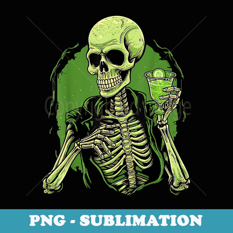 Skeleton Drinking Margarita Cocktail Skeleton Halloween - Modern Sublimation PNG File
