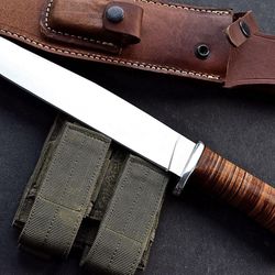 custom handmade d2 tool steel full tang fixed blade hunting camping bushcraft survival large bowie knife with sheath