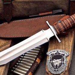 tactical d2 tool steel full tang fixed blade double edge combat battle ready dagger knife with leather sheath