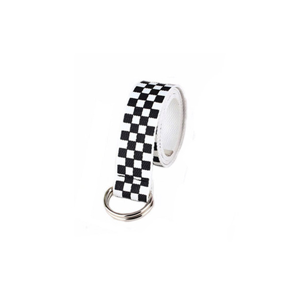 Black And White Checkered Belt With D Ring Buckle 1.jpg