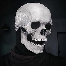 Realistic Human Skull Mask with Moving Jaw