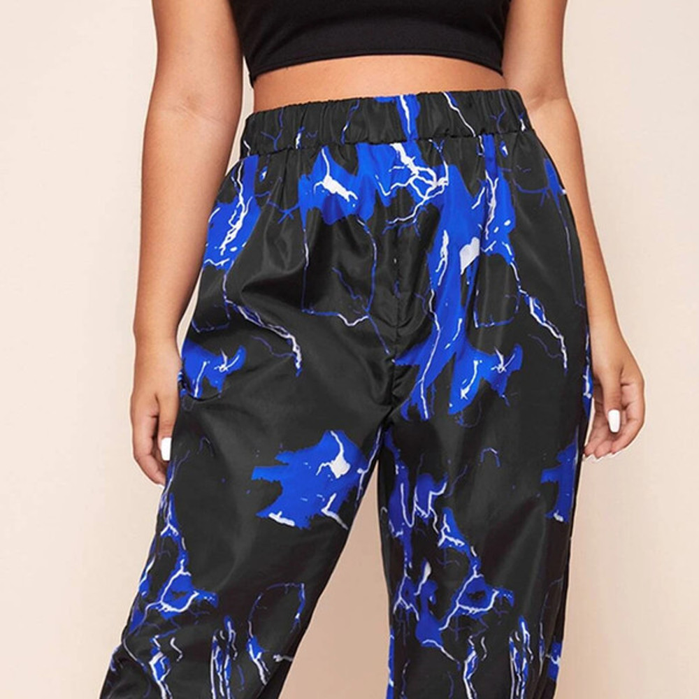 Polyester Lightning Bolt Print Pants (4).jpg