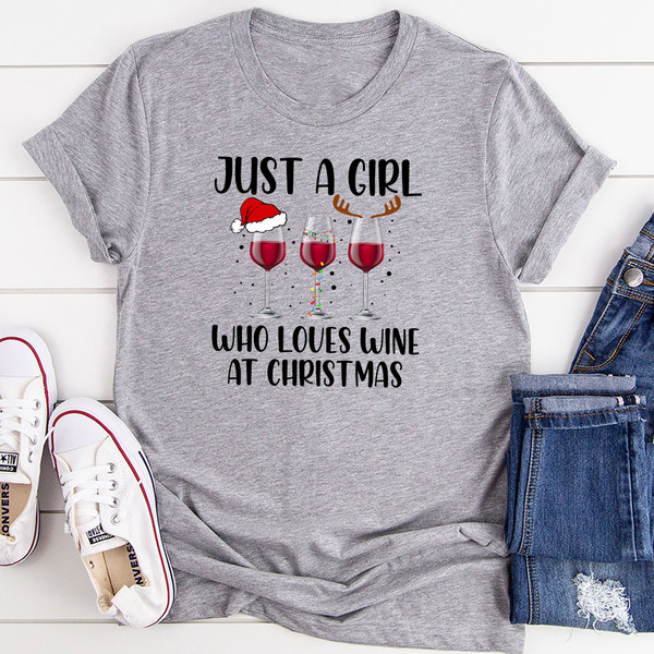 Just A Girl Who Loves Wine At Christmas T-Shirt 0.jpg