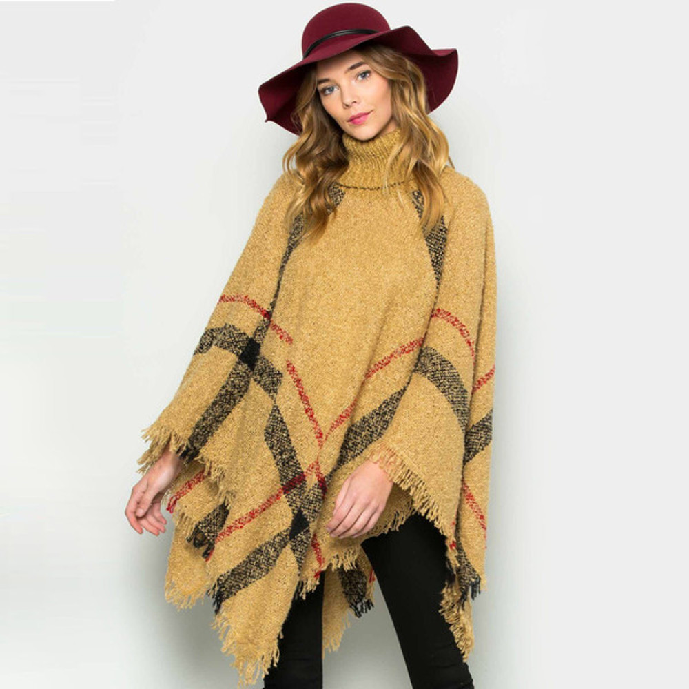 Cozy Poncho Sweater taupe