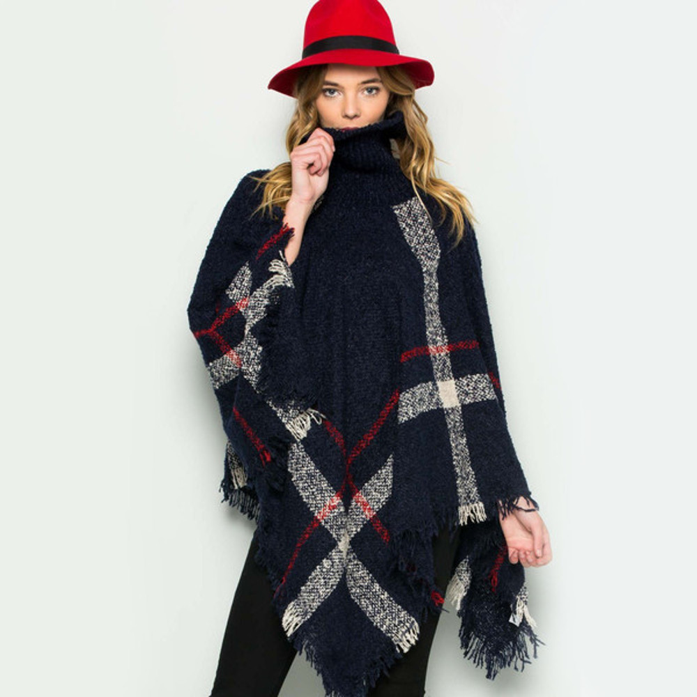 Shop Cozy Poncho Sweater Navy