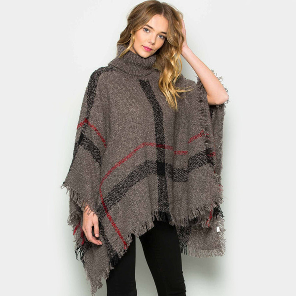 cozy poncho sweater grey