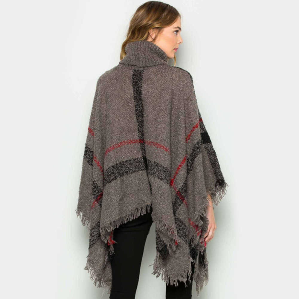 Cozy Poncho Sweater grey