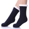 Cozy Sherpa Lined Slipper Socks Navy Blue