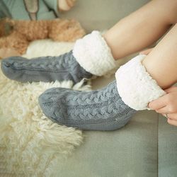 Cozy Sherpa Lined Slipper Socks, Perfect Fit for Everyone, Acrylic & Polyester Blend for Comfort