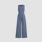Womens High Waist Patent Leather Wide Leg Jumpsuit 1