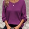 Womens Plus Size AutumnWinter Round Neck Long Sleeve Pullover Cozy Solid Color Top 6